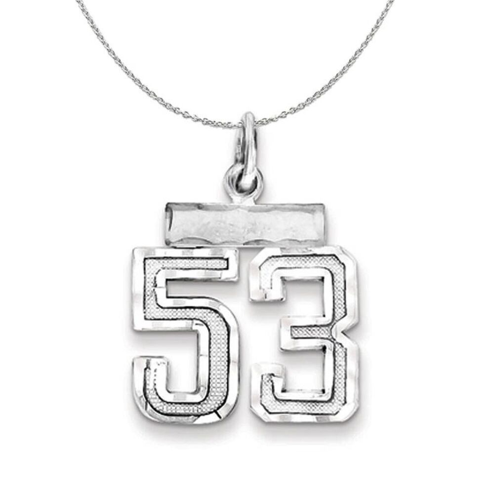 Silver, Varsity Collection, Small D/C Number 53 Necklace - 24 In